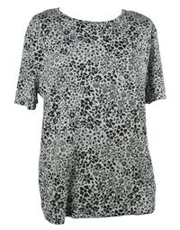 Nové - Dámské černo-bílé kytičkované tričko F&F