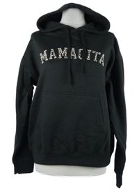 Dámská černá oversize mikina s nápisem a kapucí 