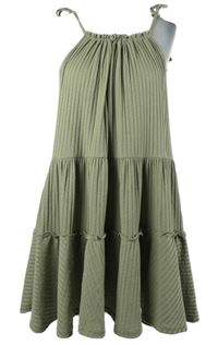 Dámské světlekhaki žebrované šaty Pull&Bear 