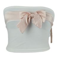 Nové - Dámský bílý bandeau top s růžovou mašlí Shein 