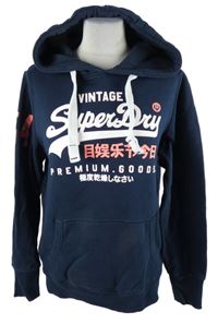 Dámská tmavomodrá mikina s logem Superdry a kapucí Superdry 