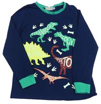 Tmavomodro-zelené triko s dinosaury Alive