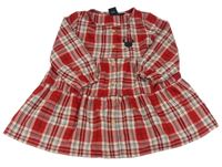 Červeno-růžovo-modré kostkované šaty s Minnie Disney