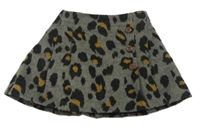 Šedá vlněná sukně s leopardím vzorem Next
