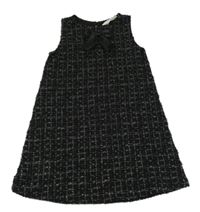 Černo-stříbrné kostkované šaty s mašlí H&M