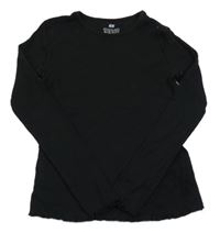 Černé žebrované triko H&M