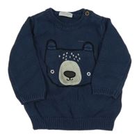 Tmavomodrý svetr s medvědem Next