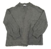 Šedý třpytivý chlupatý svetrový cardigán Next