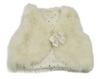 Smetanová kožešinová podšitá vesta s mašlí H&M