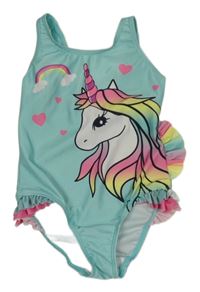 Mintové plavky s jednorožcem 