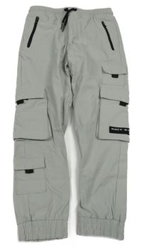 Světlešedé šusťákové cargo cuff kalhoty Next
