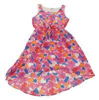 Růžové květované šifonové šaty Page one young