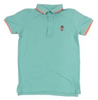 Pomněnkové polo tričko s nášivkou a neonovými lemy Next