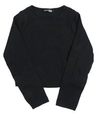 Černé žebrované crop triko Pep&Co