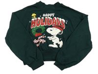 Tmavozelená crop mikina se Snoopym H&M