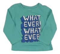 Modrozelené triko s nápisem Primark