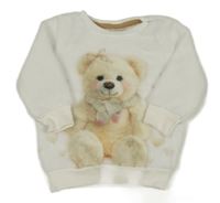 Bílá chlupatá mikina s medvídkem 