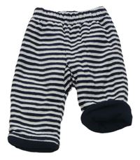 Tmavomodro-bílé pruhované sametové zateplené tepláky C&A