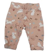 Světlerůžové květované tepláky se zajíčky 