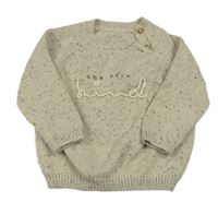 Světlebéžovo-šedý melírovaný svetr s nápisy George