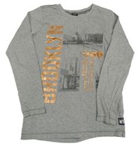 Šedé melírované triko s nápisem Chapter young