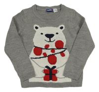 Šedý blikající svetr s lední medvědem Lupilu