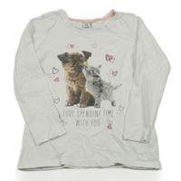 Smetanové triko se štěňátkem a koťátkem a srdíčky dopodopo