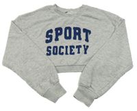 Šedá crop mikina s nápisem 