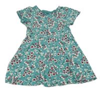 Modrozelené květované šaty 