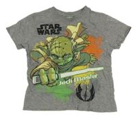 Šedé tričko s Yodou - Star Wars
