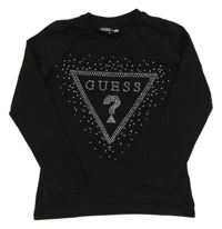 Černé triko s kamínky Guess