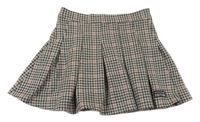 Béžovo-růžovo-černá kostičkovaná skládaná sukně Primark
