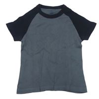 Šedo-tmavomodré žebrované tričko 