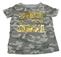 Šedé army tričko s nápisem Primark