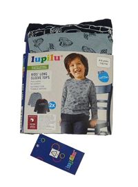 2x - Modré + tmavomodré triko s auty Lupilu