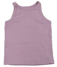 Lila žebrovaný crop top 