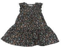 Černé kytičkované šaty Primark 