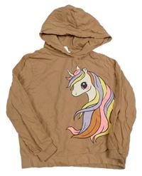 Béžová mikina s jednorožcem a kapucí H&M