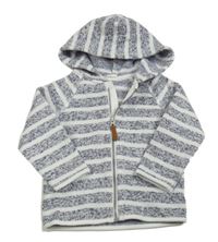 Tmavomodro-bílá pruhovaná propínací pletená mikina s kapucí zn. H&M