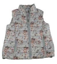 Šedá kytičkovaná šusťáková zateplená vesta Pepperts