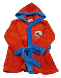 Červeno-modrý chlupatý župan se Samem a kapucí 