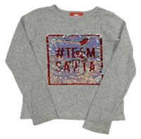 Šedý melírovaný svetr s překlápěcími flitry Primark