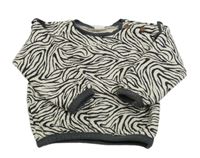 Béžovo-šedá vzorovaná zateplená mikina s volánky Hema