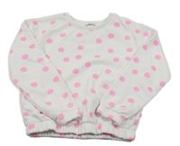 Bílá mikina s růžovými puntíky 