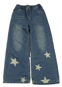 Modré široké rifle s hvězdičkami 