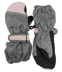 Šedo-růžové šusťákové zimní palcové rukavice H&M