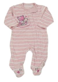 Růžový pruhovaný sametový overal s medvídky Orsolino 