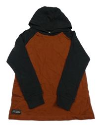 Hnědo-černá mikina s kapucí Next