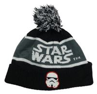 Šedo-černá pruhovaná čepice s bambulí - Star Wars George vel. 8-12 let 