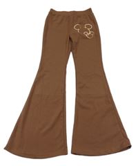 Hnědé flare kalhoty s Mickeym 